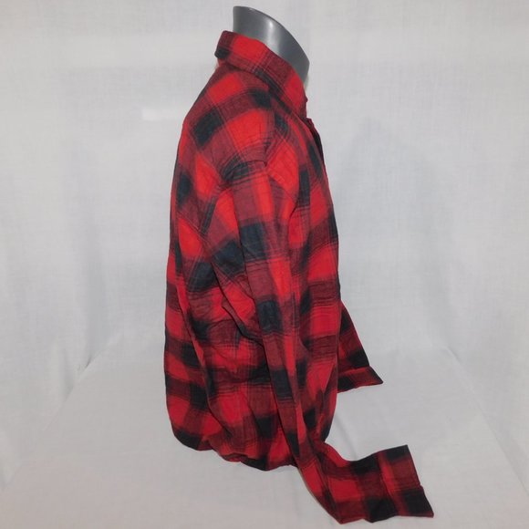 Eddie Bauer Mens  XLT Relaxed Fit Field Flannel Red Black Plaid Shirt NEW w Tag - Picture 6 of 11